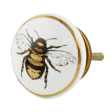 Golden Bumble Bee Flat Ceramic Cabinet knobs